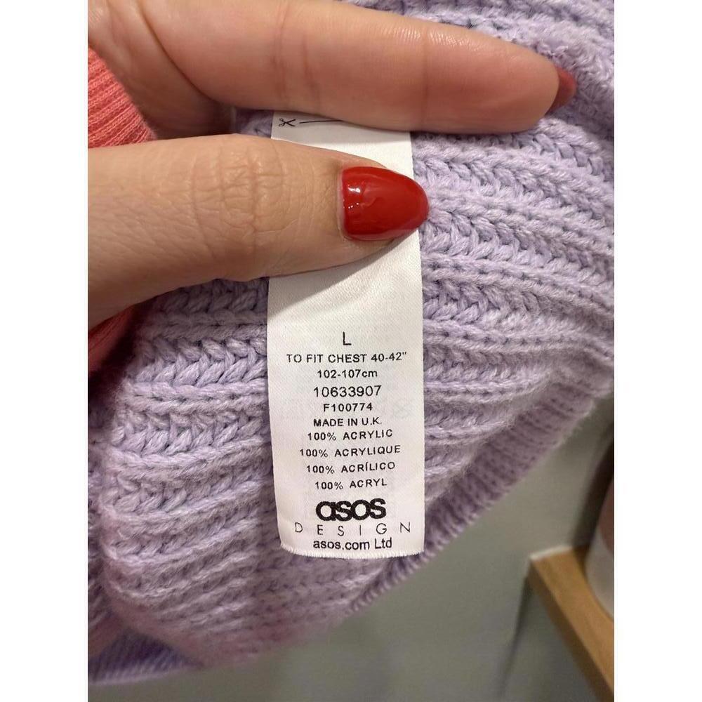 ASOS Design Lilac Turtleneck Roll Down Tunic Knit Sweater, Women's Large - Picture 3 of 4